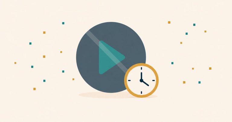 Video play button with a clock — the time investment YouTube programs demand before payoff