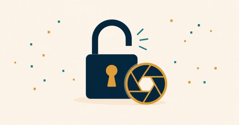 Unlocked padlock beside a camera aperture lens — recovering a banned Instagram account